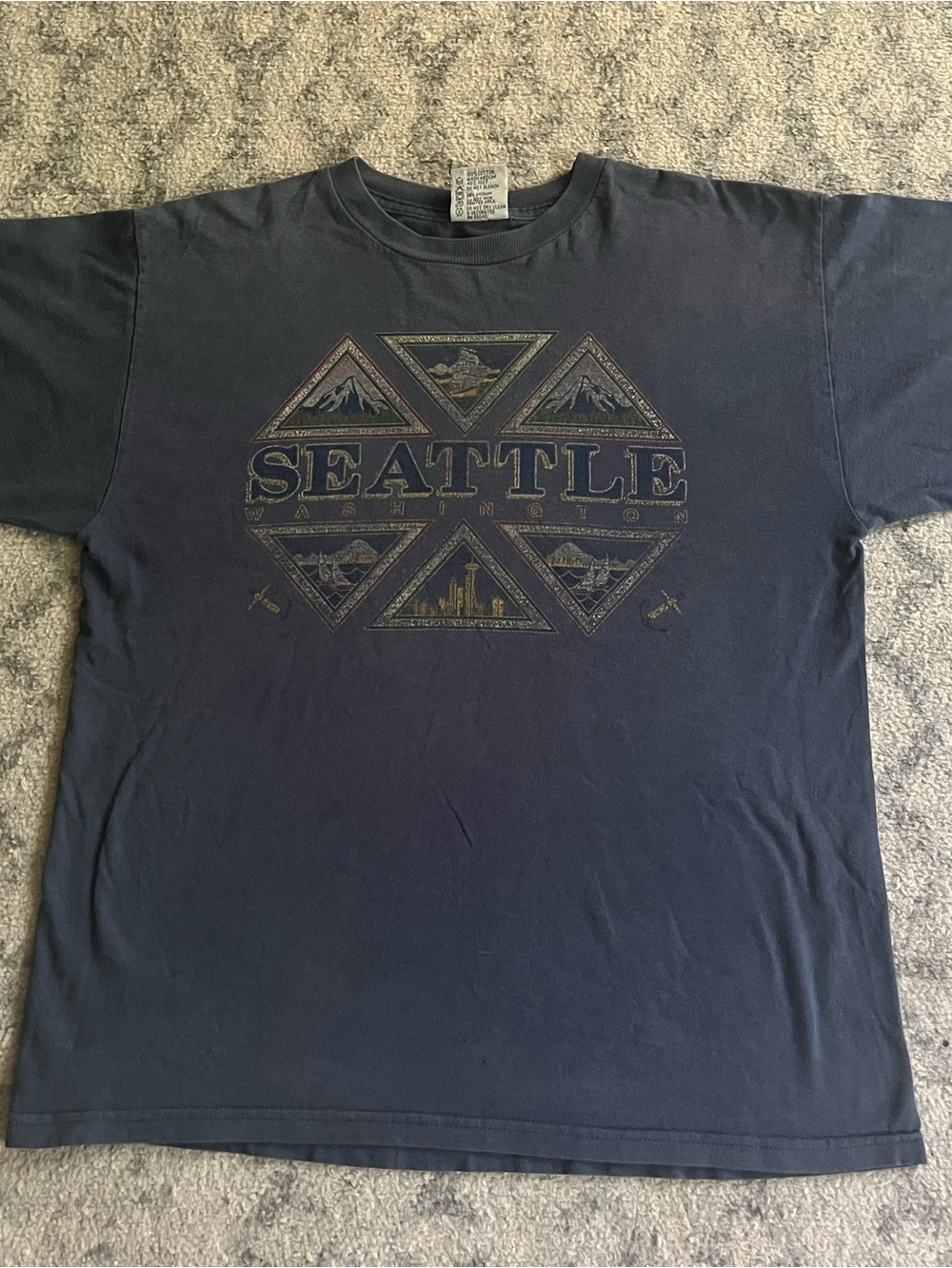 Vintage Early 90s Seattle, Washington Travel Tee Shirt - Size M slate blue